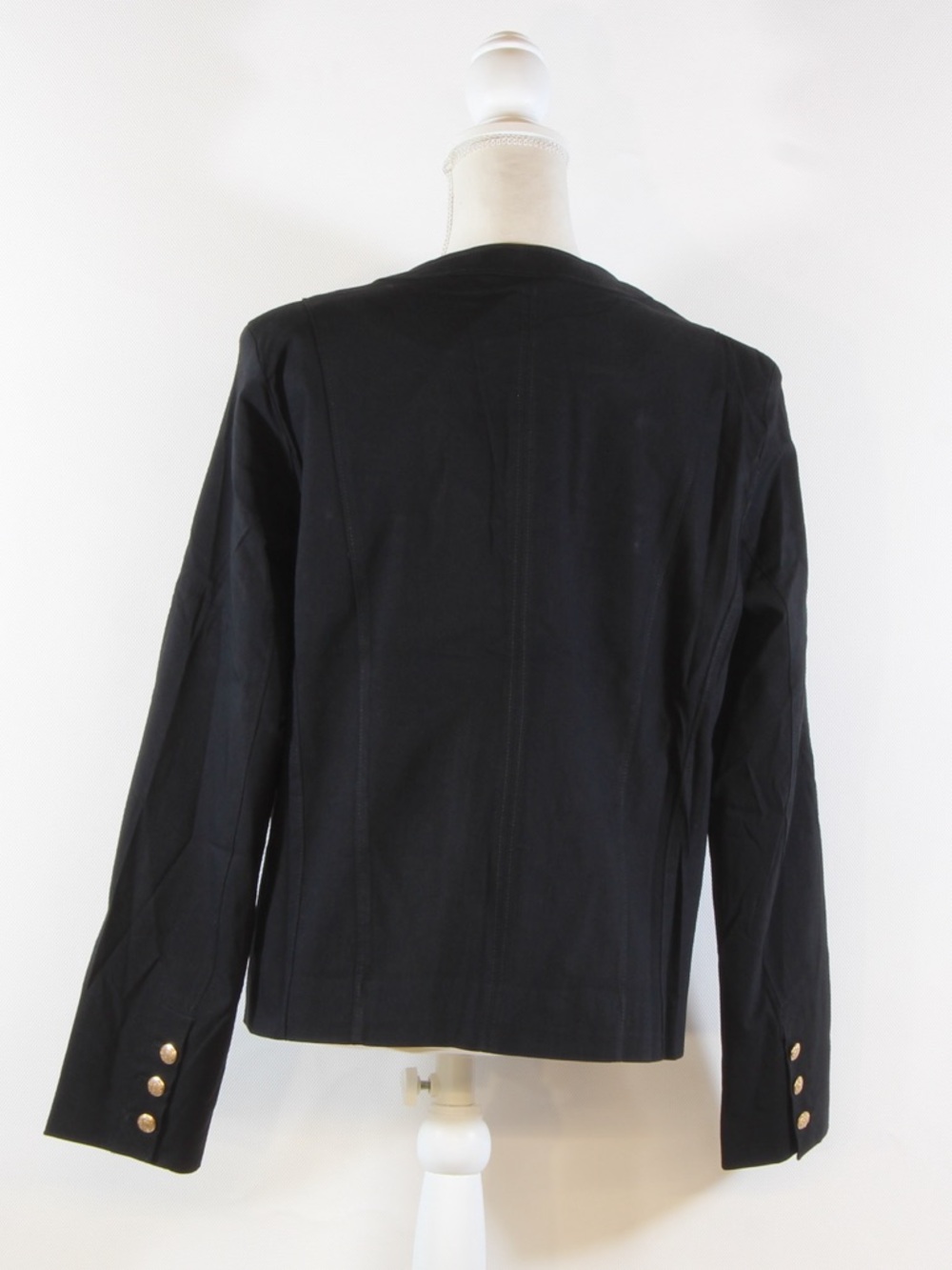 Chadwicks Women's Black Collarless Pocket Blazer w/Gold Buttons - Picture 2 of 5